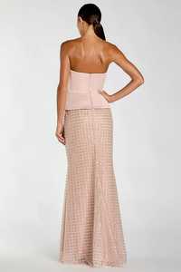 Elegante Vestido de Noche de Satén Largo hasta el Suelo con Hombros Descubiertos, Sin Tirantes, Estilo Tubo, Detalle de Lazo, Color Sólido, Cintura Natural y Detalle Floral - Product Image 2