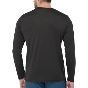 เสื้อยืดผู้ชายทรงเข้ารูป ผ้าขนสัตว์ 100% สีดำ 150GSM คอกลม แฟชั่นฤดูร้อนสำหรับผู้ใหญ่ โลโก้ด้านหน้า แห้งเร็ว - Product Image 3