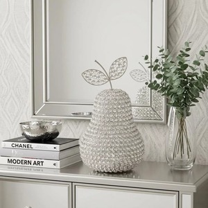 Figurine en forme de poire en cristal, décoration en verre faite à la main, sculpture de table style Hollywood Glamour pour salon - Product Image 1