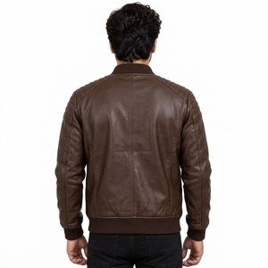Veste en cuir pour homme, style décontracté, avec fermeture éclair sur le devant et col montant, prix bas, meilleur design, cuir d'agneau de haute qualité - Product Image 2