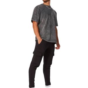 T-shirt personnalisé délavé à l'acide 100% coton, motif imprimé, poids lourd, délavé à l'acide, vintage, grande taille homme - Product Image 3