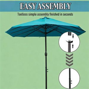 Ombrellone da Giardino Blu Senza Base per Esterni - Ombrelloni e Basi per Patio - Product Image 2