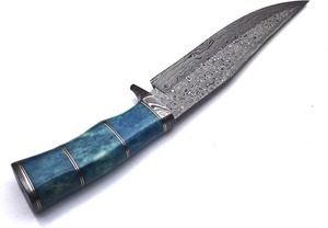 Cuchillo de Hoja Fija de Acero de Damasco con Mango de Madera, DIY OEM, para Camping, Punto Caído, Garantía de 3 Años, Compacto, para Caza al Aire Libre - Product Image 4
