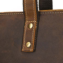 Bolso Tote de Cuero Genuino Vintage, Color Sólido, Cierre con Broches, Uso Diario, Todas las Temporadas, Estilo Femenino - Product Image 3