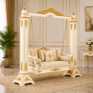 Elegante columpio de madera maciza dorada para el hogar y el balcón, columpio de madera premium hecho a mano en India, Jhula tradicional personalizada - Product Image 4
