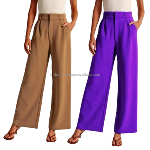 Straight High-Waisted Full-Length Women's Corduroy Formal <b>Trousers</b> Regular Fit <b>Elastic</b> <b>Waist</b> Breathable Eco-Friendly Custom - Product Image 5