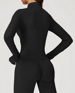 Activewear Women Sweat Wicking Running Workout Yoga Top <b>Cropped</b> Zipper Sport Gym Newest Custom Training Athletic <b>Zip</b> <b>up</b> Fitted - Product Image 5