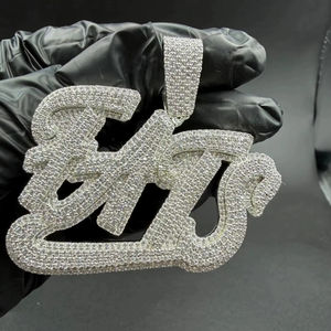 Pendentif Lettre Personnalisée Classique Hip Hop pour Homme, en Argent Massif 925 Plaqué Or Rose, Diamant Moissanite, Idéal pour Fiançailles - Product Image 6