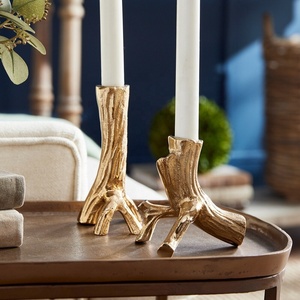 Set of 2 Gold Branch Candle Holders Natural Rustic <b>Table</b> Decor Accent - Product Image 1
