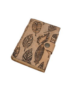 Handmade Embossed Leaf Leather <b>Journal</b> | Vintage <b>Writing</b> Notebook | Blank Travel Diary | Leather Sketchbook with Snap Closure - Product Image 1