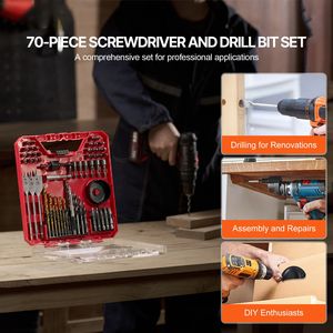 Set di 70 Punte Multiuso per Trapano e Avvitatore, Set di Punte per Cacciavite per Foratura e Avvitatura su Legno, Metallo e Cemento - Product Image 2