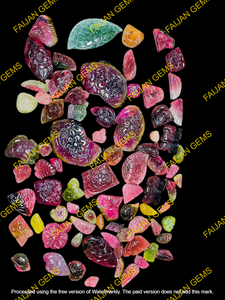 Tourmaline Pastèque Multi-Cabochons Sculptés, Pierres Précieuses en Vrac, Toutes Formes, Certifiées, Taille Personnalisable pour la Fabrication de Pendentifs et Bijoux - Product Image 2