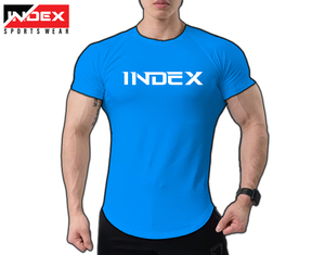 INDEX Men's <b>White</b> Short Sleeve T-<b>Shirt</b> O-Neck Printed Letter Pattern <b>Slim</b> <b>Fit</b> Sporty Quick Dry Jersey Fabric - Product Image 1
