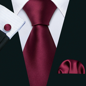 Conjunto de Corbata de Seda Ecológica Clásica con Pañuelo de Bolsillo y Gemelos para Hombres de Negocios - Product Image 2