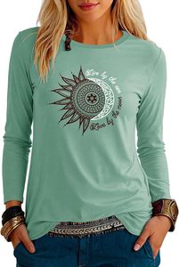 Full sleeve Printed <b>Top</b> Women's Leisure T-Shirt for Spring/Summer <b>One</b>-Color Standard - Product Image 3