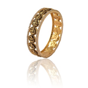 <b>Ruby</b> Gold Trendy Brass Wedding Bangle Pair 22K Gold Plated Bridal Bangles Traditional Indian Wedding Jewelry - Product Image 2
