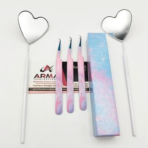 แหนบต่อขนตาปลายสั้น 45 องศา พร้อมโลโก้แบบกำหนดเอง พิมพ์ลายหินอ่อน จับถนัดมือ แข็งแรง ทนทาน - Product Image 3