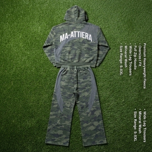 Conjunto de Sudadera con Capucha y Pantalones Deportivos de Camuflaje Verde para Hombre, Corte Holgado, Estilo Urbano, Personalizable OEM ODM, Venta al Por Mayor - Product Image 6