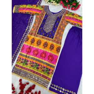 Women's Beautiful Top Bottom and Dupatta <b>Suit</b> Set with Digital Print Hand Work - Product Image 5