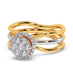 Anillo de Oro con Diamantes y Halo Ovalado Multibanda - Product Image 1