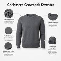 Pull en cachemire à col rond pour homme, couleur unie, tricoté, manches longues, doux, chaud, léger, pour l'automne