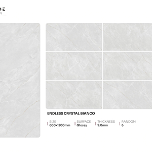 Carreaux de porcelaine brillants de luxe, format 600x1200, grands carreaux pour sols et murs, pour intérieurs commerciaux - Product Image 1