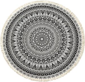 Tapis rond moderne en jute tressé avec franges, dos antidérapant en caoutchouc pour chambre à coucher, design à poils plats écologique - Product Image 6
