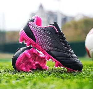 Women Synthetic Football Cleats Pink Black Breathable Mesh Lining Rubber Outsole <b>Boots</b> Sports Shoes Girls Soccer Footwear Custom - Product Image 3