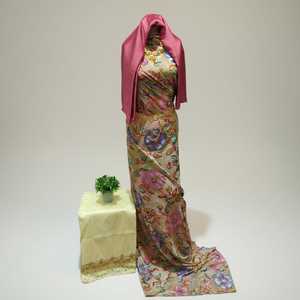 Super Quality Latest Trendy Somalian Exclusive Maqbal Dirac Jacquard Slub Floral Pattern Velvet Glitter Work <b>Silk</b> <b>Fabric</b> Dresses - Product Image 1