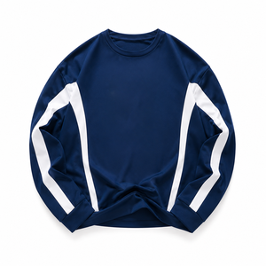 Sweat-shirt rouge à col rond pour homme, pull à manches longues avec blocs de couleur, haut sportif confortable, élégant et parfait, pull en molleton - Product Image 2