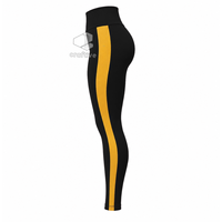 Ensemble de sport noir pour femme NCBW avec panneaux latéraux contrastants dorés, veste à col montant et fermeture éclair intégrale, leggings taille haute, ensemble de vêtements de sport