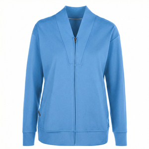 Wholesale Women Nursing Uniform V Neck Stretch Scrub Jacket Zipper Closure Ribbed Hem <b>Athletic</b> Customizable Design Scrub Jackets - Product Image 6