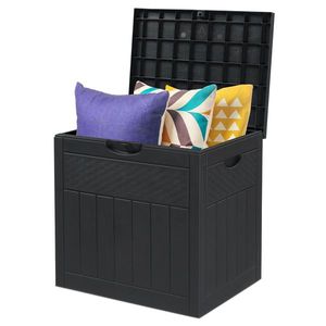 33gal Gray Square Garden Storage Box Durable Wood and Rattan Plastic Shed & Storage - Product Image 6