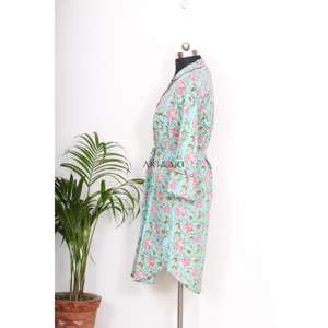 Camisón Kimono Bohemio de Algodón para Mujer, Estilo Indio, Largo Medio, con Cinturón y Botones Decorativos, Ajuste Holgado y Dulce - Product Image 5