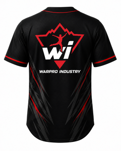 Maillot de baseball WARPRO INDUSTRY pour homme, manches courtes, boutons sur le devant, sublimation noir et rouge, évacuation de l'humidité, respirant, Spandex/Nylon - Product Image 3