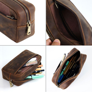 Crazy Leather Toiletry Bag Women Dopp <b>Kit</b> Bag for Men <b>Shaving</b> Bag. - Product Image 2