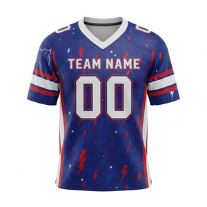 Maillot d'entraînement de football américain personnalisé pour adultes, manches courtes, respirant, option grande taille, 100 % polyester, col en V - Product Image 6