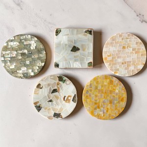 Juego de 4 posavasos redondos de nácar natural, juego de posavasos de mosaico de concha para bar, tazas de café, venta al por mayor - Product Image 6