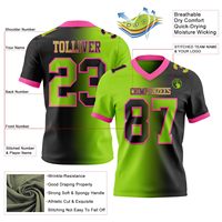 Maillot de football américain personnalisé 100% polyester sublimation, nom et numéro du joueur personnalisés, court, respirant, séchage rapide, qualité supérieure