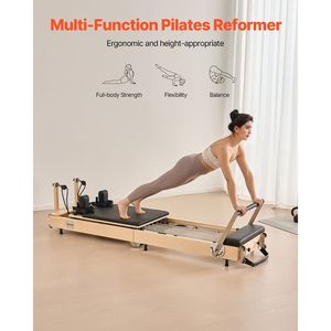 Machine de Pilates pliable en bois avec double résistance à ressort, lit de Pilates pour la maison, la salle de sport et le studio, Reformer de Pilates Premium - Product Image 6