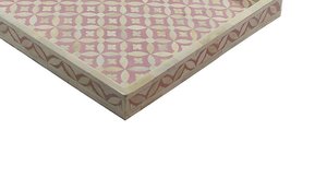 Bandeja Decorativa Geométrica Hecha a Mano con Incrustaciones de Hueso Rosa - Product Image 2