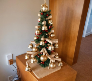 Wooden Christmas <b>Tree</b> Ornament <b>Stand</b> Festive Rustic Home Decor by barkah star - Product Image 6