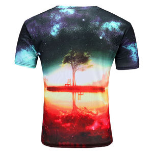 เสื้อยืดคอกลมผู้ชายแบบซับลิเมชั่น ผ้าฝ้าย 100% น้ำหนักเบา ลายกาแล็กซี่ แห้งเร็ว ระบายอากาศได้ดี เหมาะสำหรับเล่นกีฬา รับผลิตแบบ OEM ODM จากโรงงาน - Product Image 2