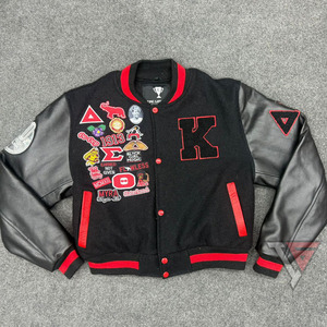 Chaqueta de Béisbol de Invierno Personalizada para Mujer, Abrigo Universitario de Lana con Patrón Bordado en Chenilla, Botones de Cuero Casuales, OEM - Product Image 1