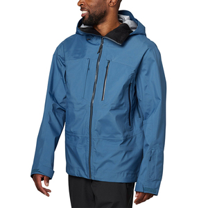 Blue Unisex Hard Shell Canvas Ski <b>Jacket</b> Zipper Customizable Waterproof Breathable Windproof Stretch OEM Snowsuit for Skiing - Product Image 1