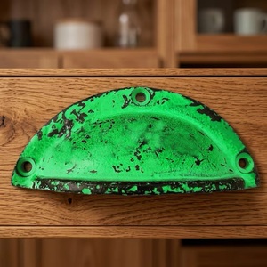 <b>Rustic</b> Green Zinc Alloy Drawer Pull Handle Oval Shape Durable Kitchen Cabinet Knob for Dresser and Bathroom - Product Image 1