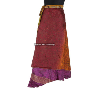 Vestido Maxi de Seda India Vintage con Diseño de Falda Envolvente, Tipo Halter, Reversible, de 38 Pulgadas, Talla Grande - Product Image 3