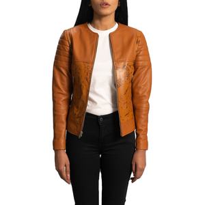 New Arrival <b>Womens</b> Winter <b>Jacket</b> Stand <b>Leather</b> Design with Zipper Casual Breathable Adult Size Plain Dyed Khaki color <b>jacket</b> - Product Image 1