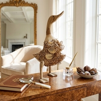 Sculpture artisanale en bois de canard bullu, statue d'animal rustique en teck et racine de bambou, mignon canardonnière, décoration d'appoint pour table ou sol, pour embellir les espaces.