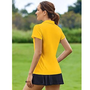 เสื้อโปโลสีเหลืองสำหรับผู้หญิง – เสื้อกอล์ฟสำหรับเล่นกีฬา – เสื้อยืดกีฬาระบายอากาศได้ดี – ชุดออกกำลังกายแขนสั้น - Product Image 2